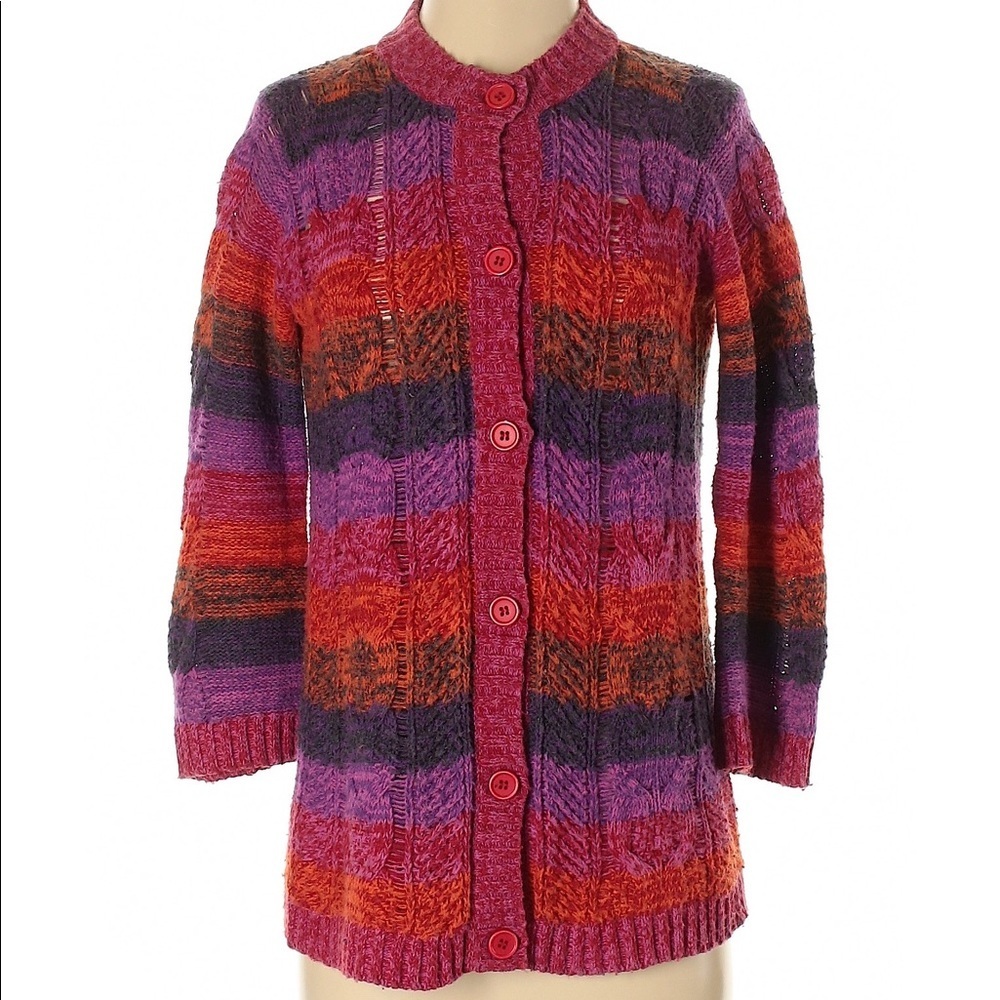 Boho Chevron Open Knit Striped Cozy Cardigan